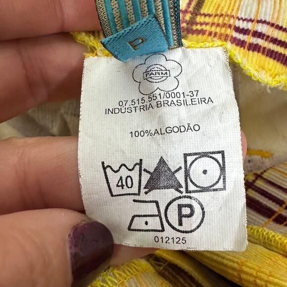 Farm Rio Yellow Plaid Low Rise Flare Pants Y2K Women’s US Small drawstring waist - Picture 8 of 9